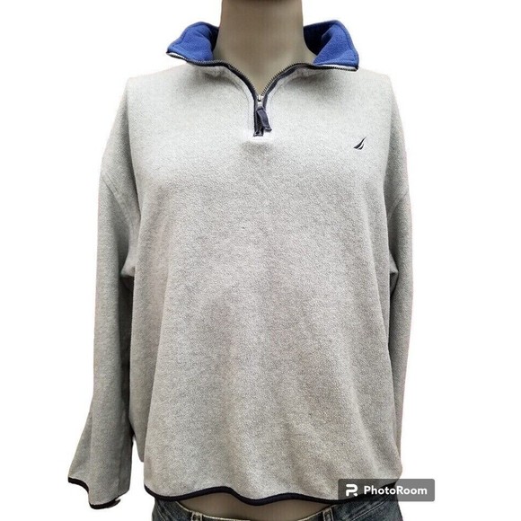 Nautica Pullover Gray Size 2X Lightweight Embroidered Back Logo Jacket Soft - Picture 1 of 5